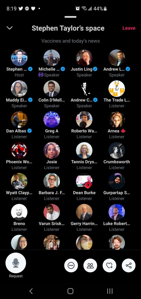 A busy Twitter Space