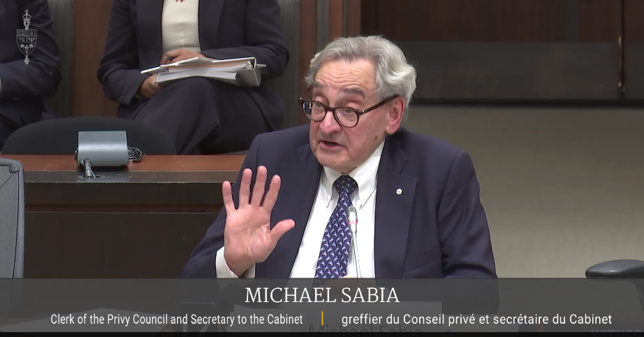 Michael Sabia, Clerk of the Privy Council, testifying before a House of Commons committee