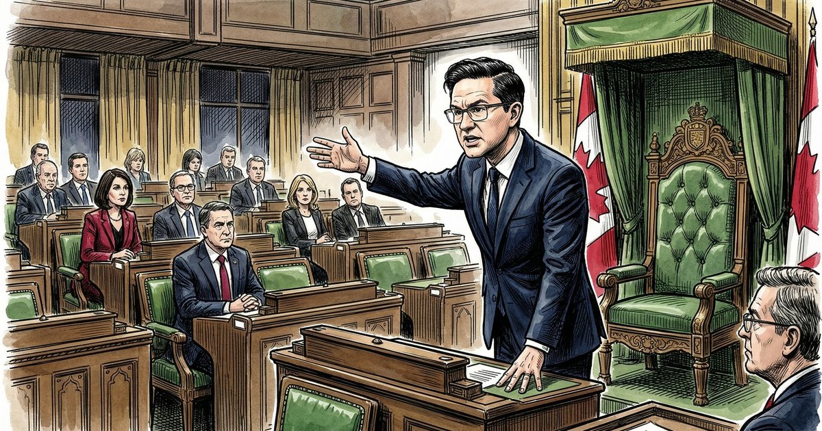 A politician at the podium in the House of Commons, pointing forward and demanding accountability