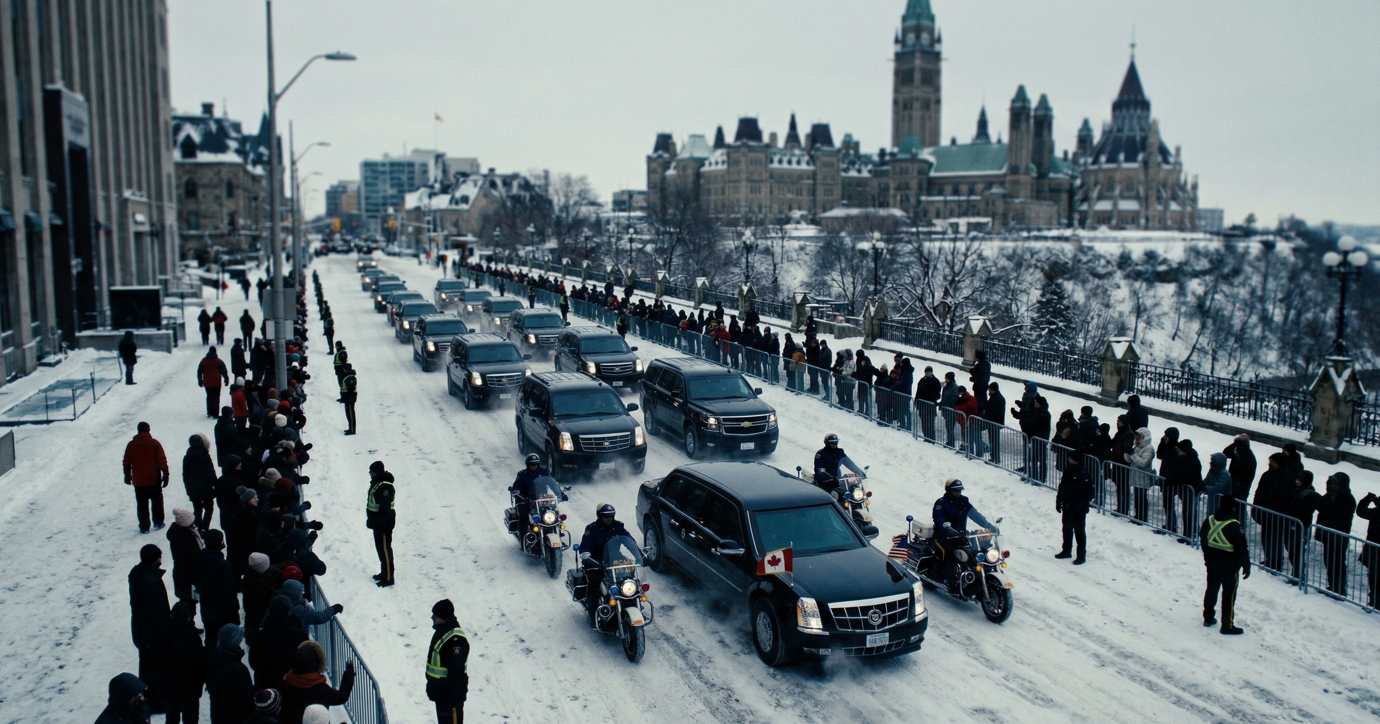 Obama motorcade arrives in Ottawa